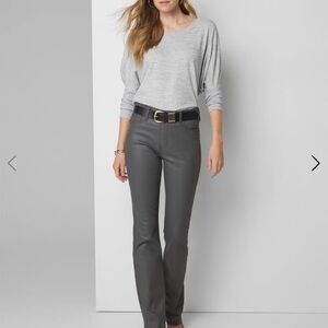 White House Black Market Gray high rise bootcut coated jeans 10L